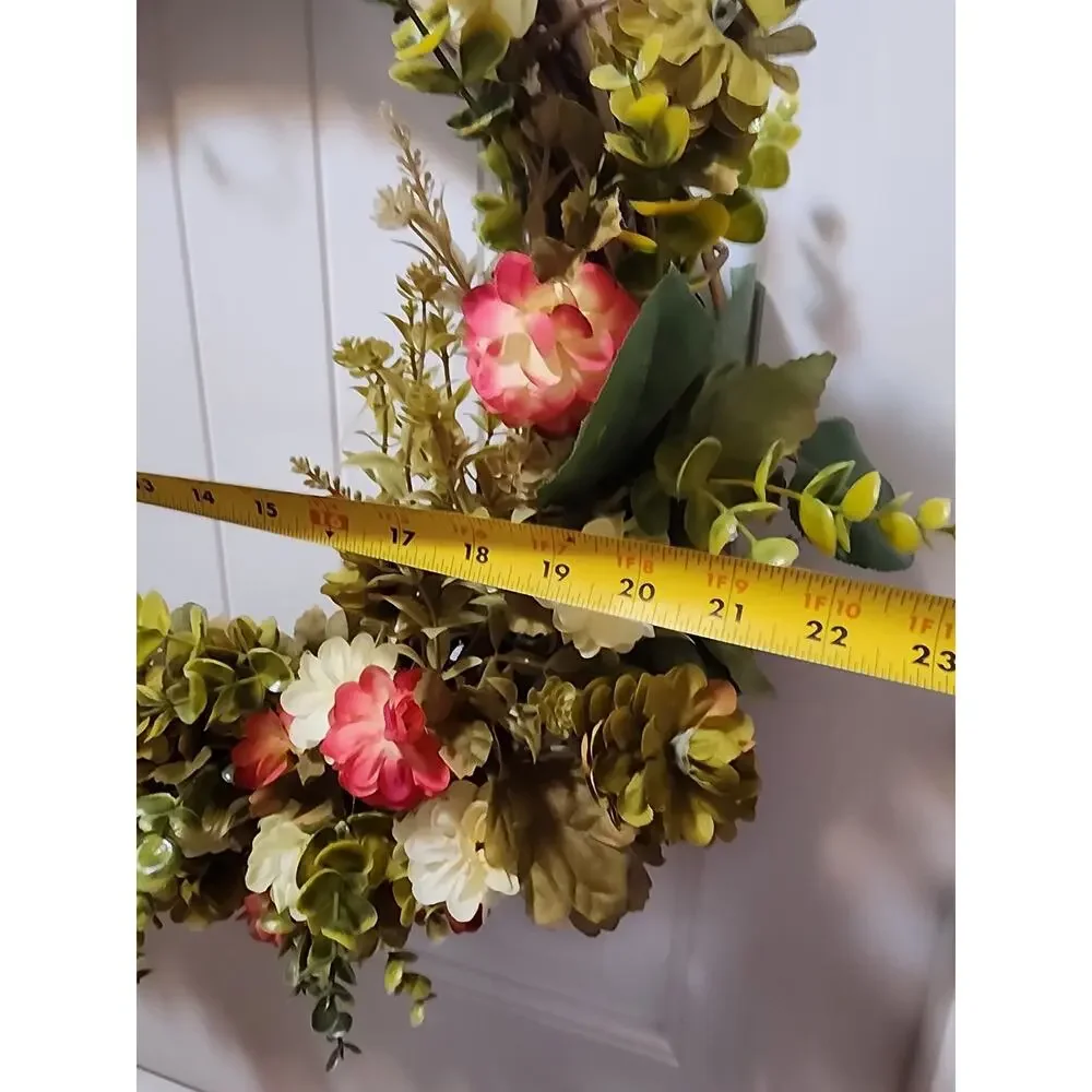 Handmade Grapevine Wreath Artificial Flowers Easter Spring Summer Door Decor 22